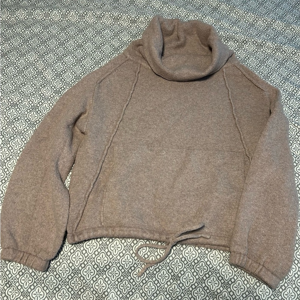 Chunky Brown Cowl Neck Sweater